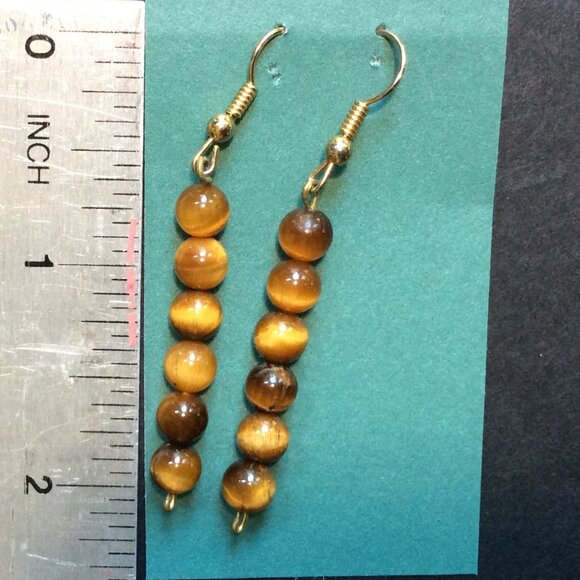 Channel your Inner Wild Side with these Stunning 90sTiger's Eye Dangle Earrings! - Picture 2 of 2